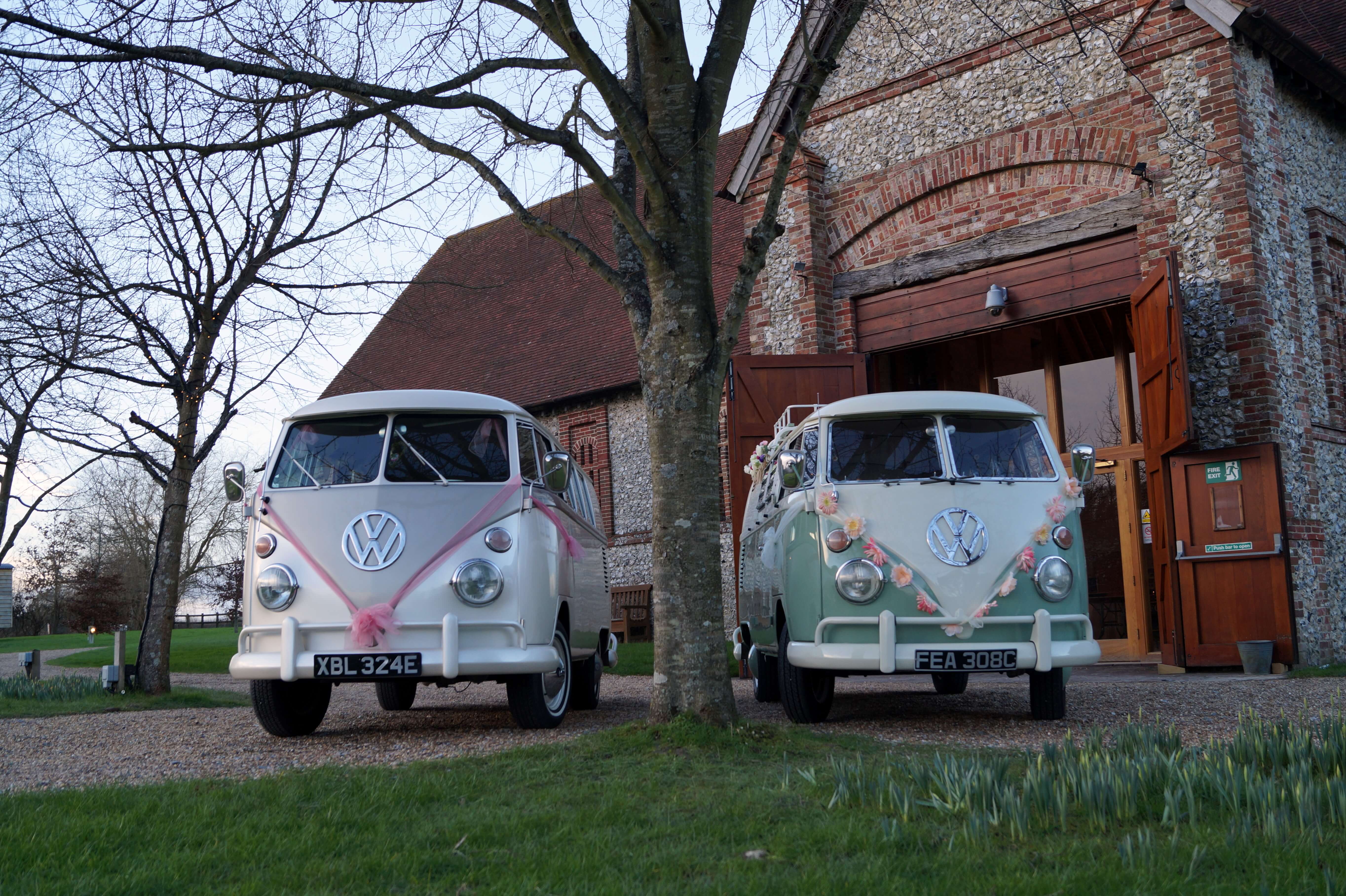 VW wedding car hire Hampshire green Campervan